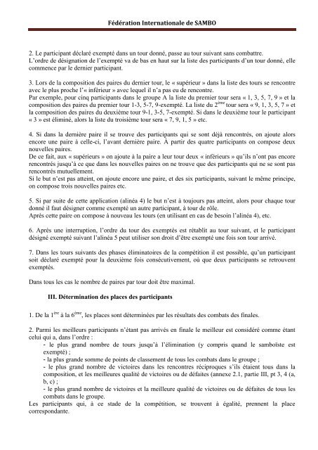 RÃ¨glement International des CompÃ©titions de SAMBO