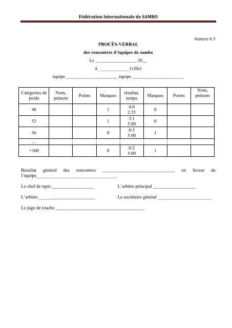 RÃ¨glement International des CompÃ©titions de SAMBO