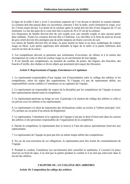 RÃ¨glement International des CompÃ©titions de SAMBO