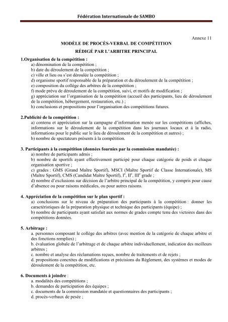 RÃ¨glement International des CompÃ©titions de SAMBO