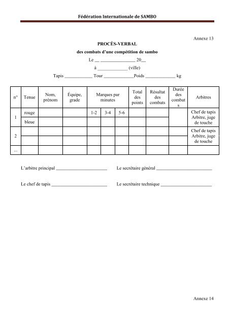 RÃ¨glement International des CompÃ©titions de SAMBO