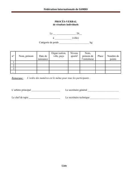 RÃ¨glement International des CompÃ©titions de SAMBO