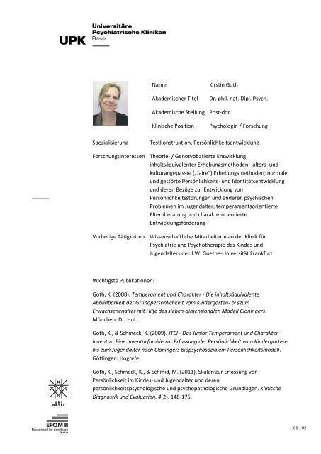 Kirstin Goth - UniversitÃ¤re Psychiatrische Kliniken Basel