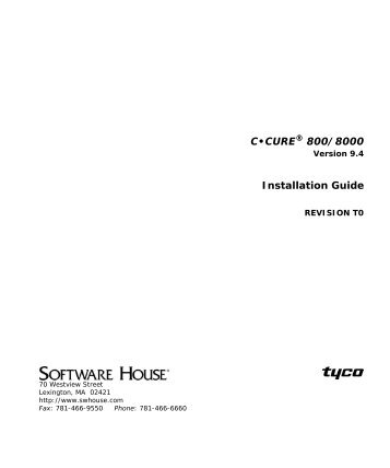 Câ¢CURE 800/8000 Installation Guide - Tyco Security Products