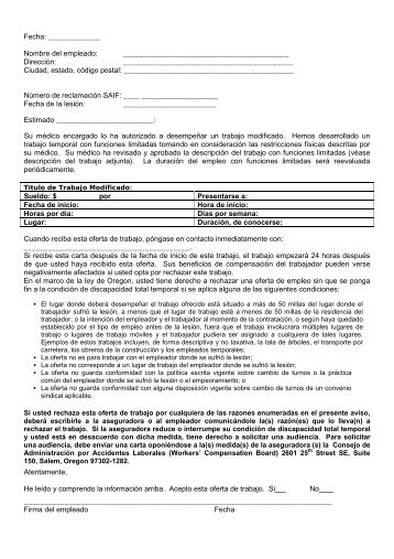 Job Offer Letter - Spanish