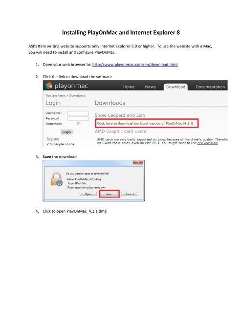 Installing PlayOnMac and Internet Explorer 8