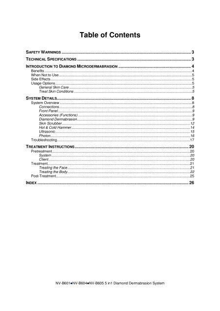 NV-B601NV-B604NV-B605 5 in1 Diamond Dermabrasion ... - Nyt Smil