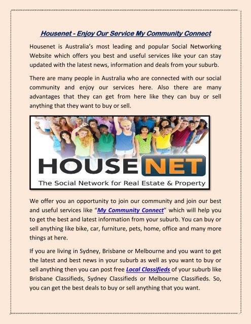 Housenet - Enjoy Our Service My Community Connect