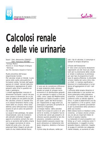 Calcolosi renale e delle vie urinarie - Acqua Cerelia