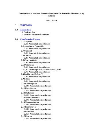 Development of National Emission Standards For Pesticides ...