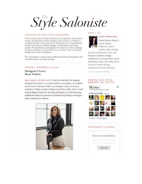 The Style Saloniste - Rose Tarlow Melrose House
