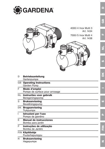 Betriebsanleitung zu Gardena Gartenpumpe 4000/4 ... - Garten-Kiste