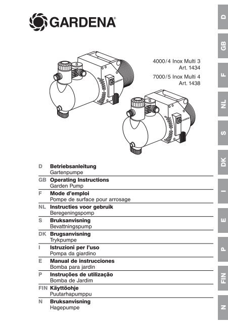 Betriebsanleitung zu Gardena Gartenpumpe 4000/4  - Garten-Kiste