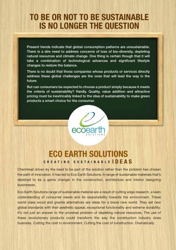 eco earth solutions to be or not to be sustainable is ... - Vcsdata.com