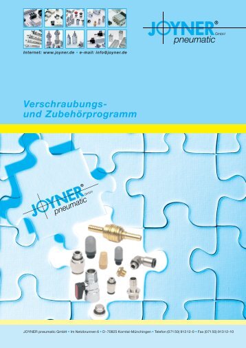 Verschraubungs- und Zubehörprogramm - JOYNER pneumatic GmbH