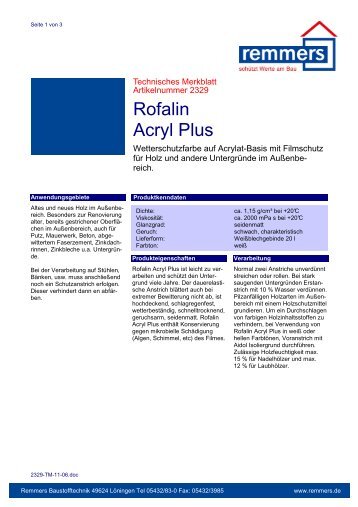 Rofalin Acryl Plus - Baupirat.de