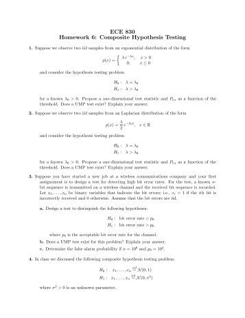 ECE 830 Homework 6: Composite Hypothesis Testing