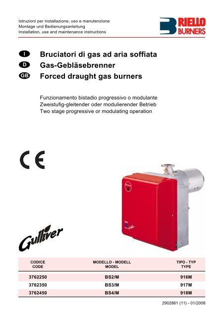 Bruciatori di gas ad aria soffiata Gas ... - Riello Burners