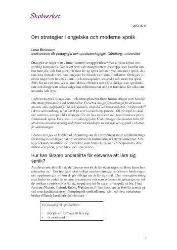 Strategier i engelska och moderna språk