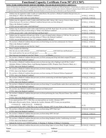 Functional Capacity Certificate Form 507 (FCC507)