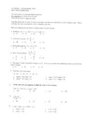 ALGEBRA l CHALLENGE TEST PRACTICE PROBLEMS The test ...