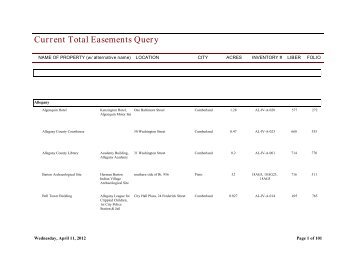 Current Total Easements Query - Maryland Historical Trust