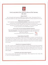 Polk County District Title I Parent Involvement Plan Summary
