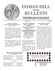 INDIAN HILL BULLETIN - The Village of Indian Hill