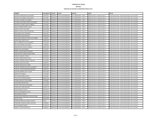 Descargue PDF. Listado de admitidos - Universidad El Bosque