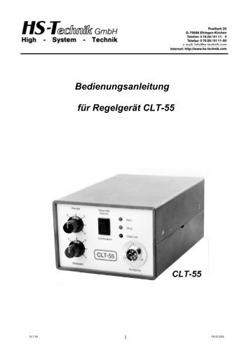 Bedienungsanleitung für Regelgerät CLT-55 - HS-Technik