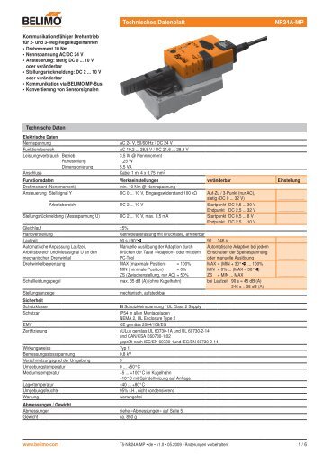 Technisches Datenblatt NR24A-MP - Belimo