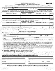 Met Life Life Insurance Beneficiary Form (PDF)