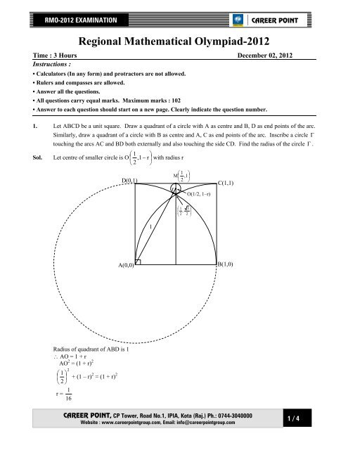 Paper & Solutions - Career Point