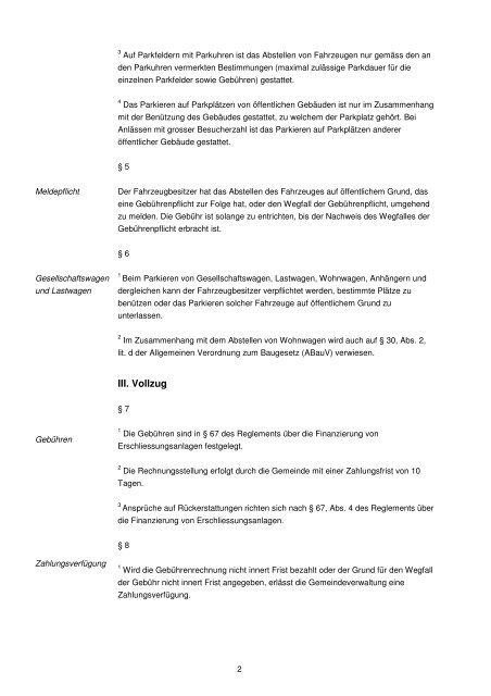 Parkierungsverordnung 3 - Gemeinde Berikon