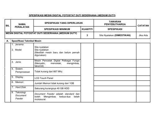 Fail Spesifikasi - Sistem Tender Dokumen dan Sebutharga