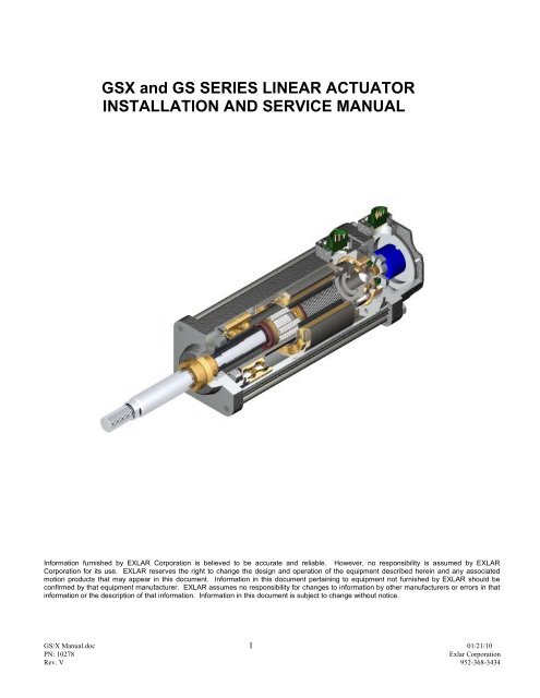 GSX and GS SERIES LINEAR ACTUATOR INSTALLATION  - Exlar