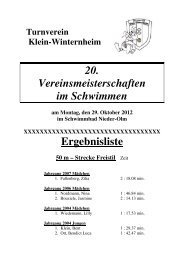 20. Vereinsmeisterschaften im Schwimmen Ergebnisliste - TV Klein ...