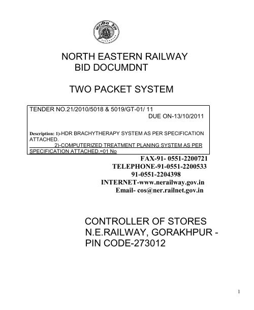 pin code-273012 - North Eastern Railway - Indian Railway