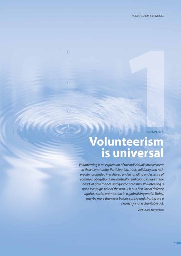 Chapter 1 - Volunteerism is universal - United Nations Volunteers