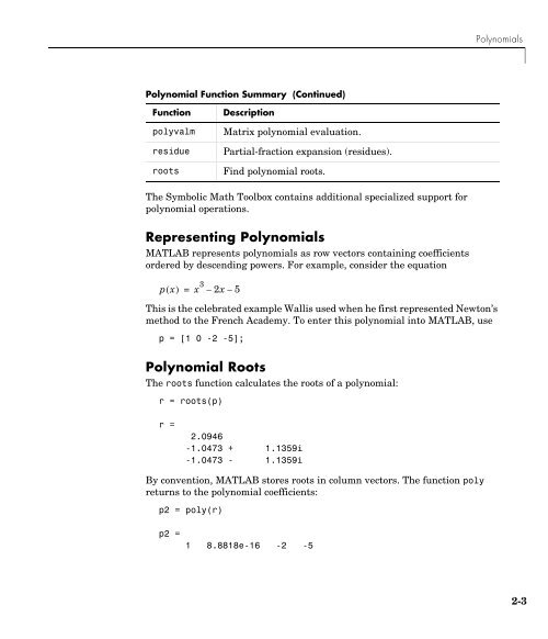 MATLAB Mathematics - SERC - Index of