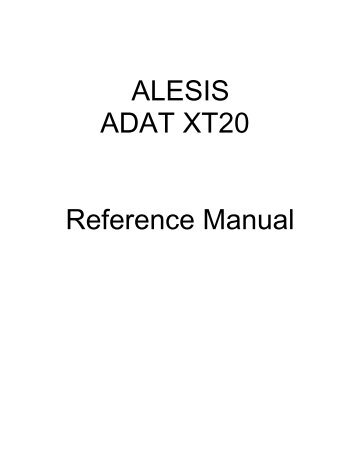 ALESIS ADAT XT20 Reference Manual - Audio Rents