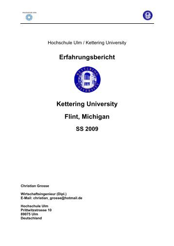 Erfahrungsbericht Kettering University Flint ... - Hochschule Ulm