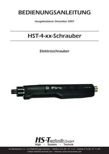 HST-4-xx-Schrauber BEDIENUNGSANLEITUNG - HS-Technik