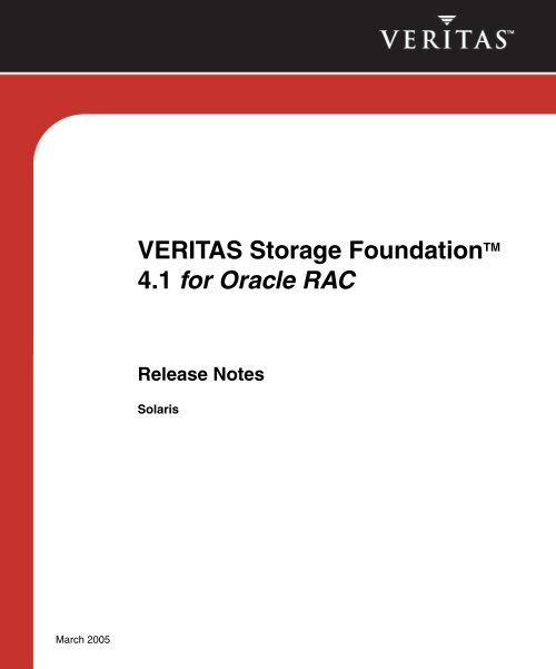 VERITAS Storage Foundation for Oracle RAC Release Notes