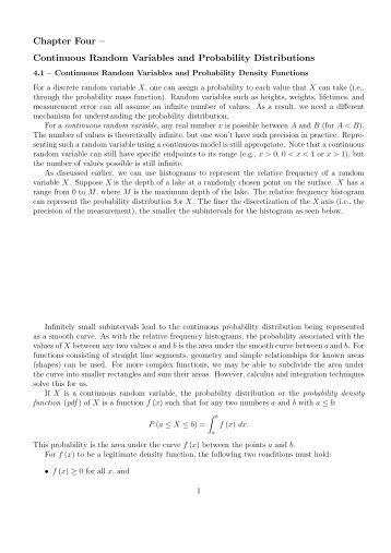 Continuous Random Variables and Probability Distributions