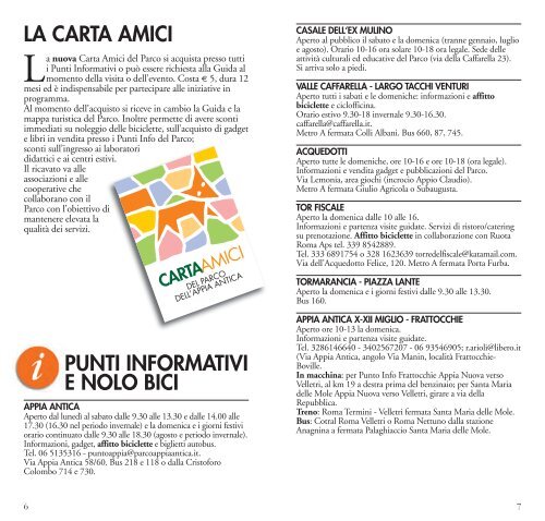 PROGRAMMA PRIMAVERA - ESTATE 2012 - Parco Appia Antica