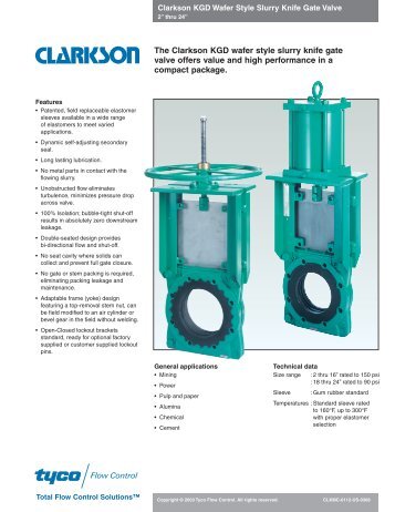 Clarkson KGD Wafer Style Slurry Knife Gate Valve - Rencor Controls