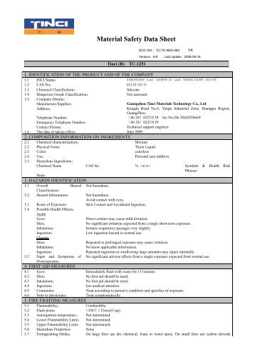 Material Safety Data Sheet