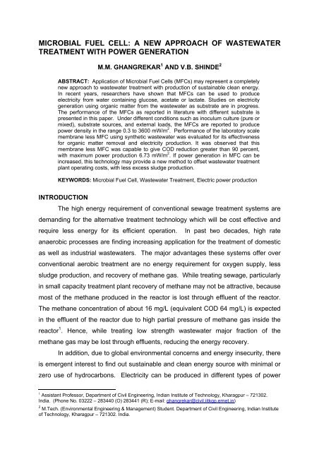 Microbial fuel cell: a new approach of wastewater treatment