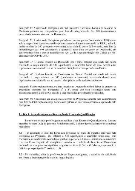 NOVO Regulamento do Curso de Doutorado do ... - peq / coppe / ufrj